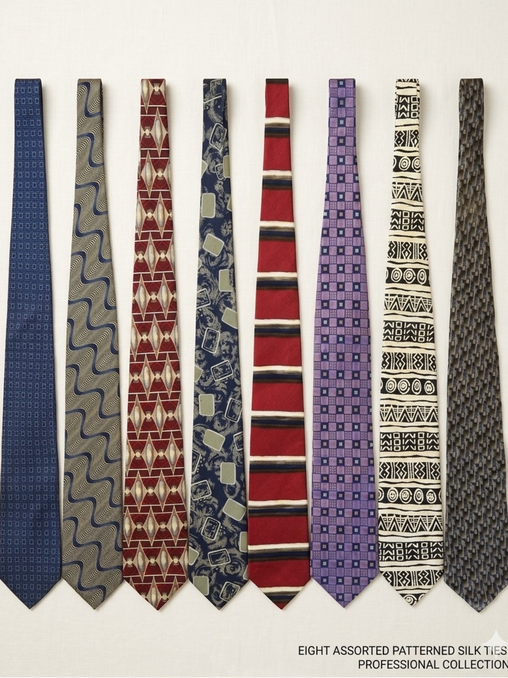 Men’s Tie Lot of 8 Assorted Patterns Silk/Poly Mix Business Dress Bundle